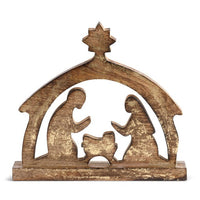 Gold Wood Nativity Scene Figure