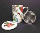 Victoria Garden- Tea Mug with Lid & Strainer
