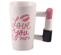 16oz Mug with Lipstick Handle "I Love you More"