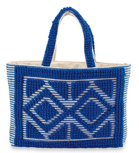 Blue Woven Tote Bag