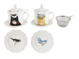 Yellow Cat Stoneware Tea Set