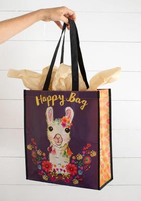 Extra Large Floral Llama Happy Bag