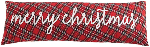 Merry Christmas Red Long Tartan Pillow