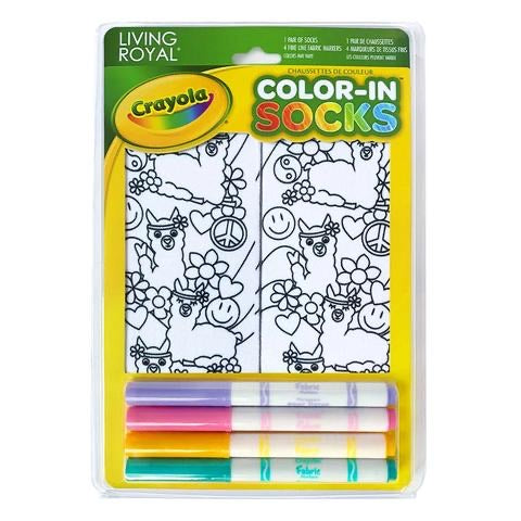 CRAYOLA COLOR-IN PEACE OUT LLAMA ANKLE SOCKS