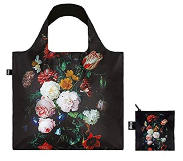 Still Life with Flowers in a Glass Vase Reusable Shopping Bag, Multicolored