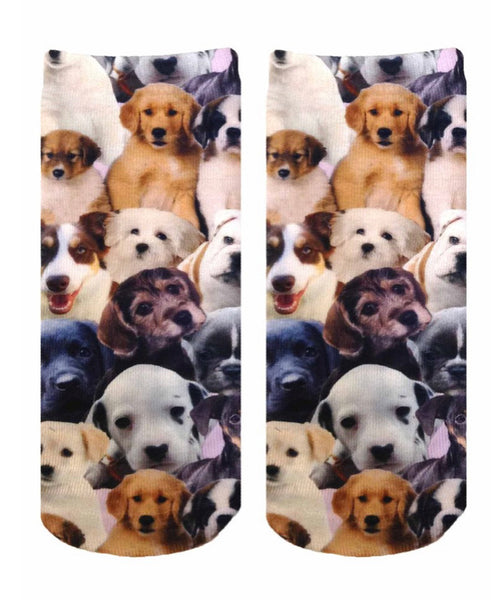 Puppies all over ankle socks!