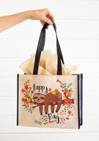 Large Floral Sloth Happy Bag
